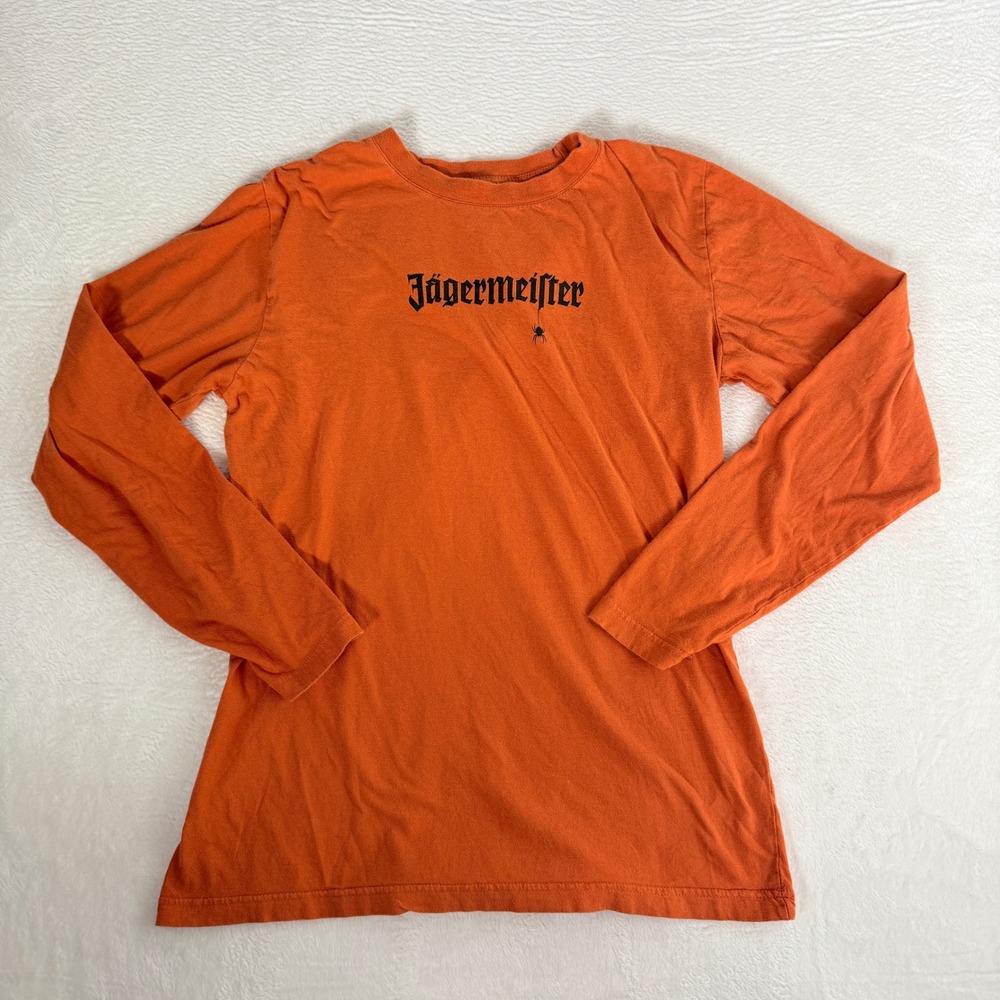 Jagermeister Halloween Spider Graphic Tee Size L Orange Womens Limited Gothic
